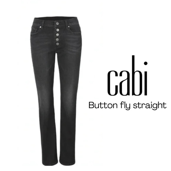 CAbi Button Fly Straight Jeans 4149  Carbon Grey Size 4 - Picture 1 of 16